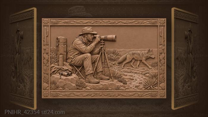 Desert scout with watchful coyote 3d STL model