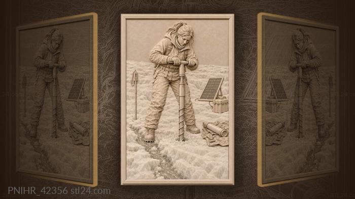 Glaciologist taking ice core sample 3d STL model