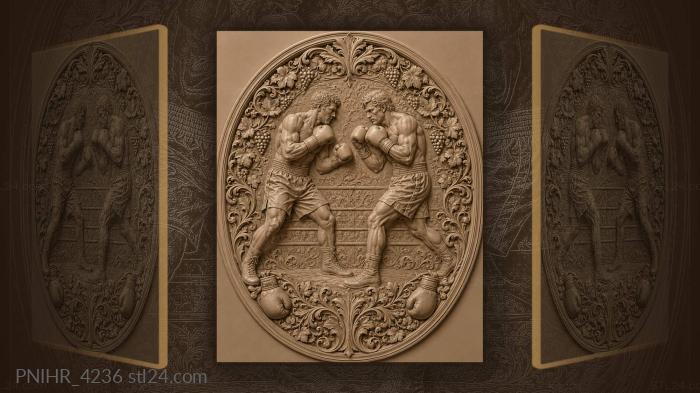Boxing duel vine border detail 3d STL model