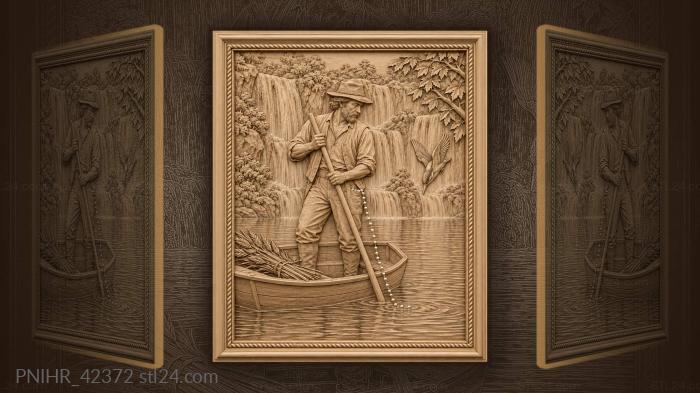 Boatman among plitvice waterfalls kingfisher 3d STL model