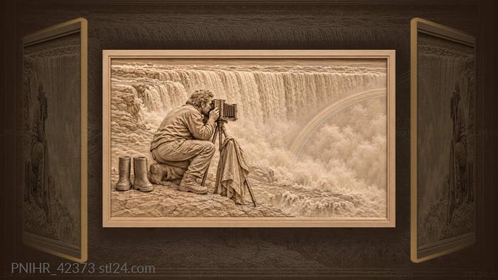 Photographer at niagara falls rainbow mist 3d STL model