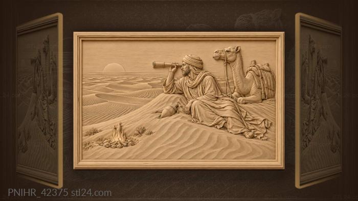 Desert nomad with camel telescope 3d STL model