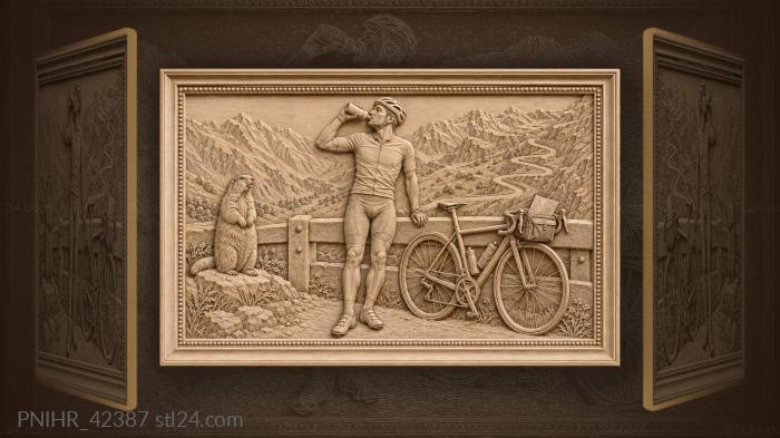 Stelvio pass cyclist and curious marmot 3d STL model