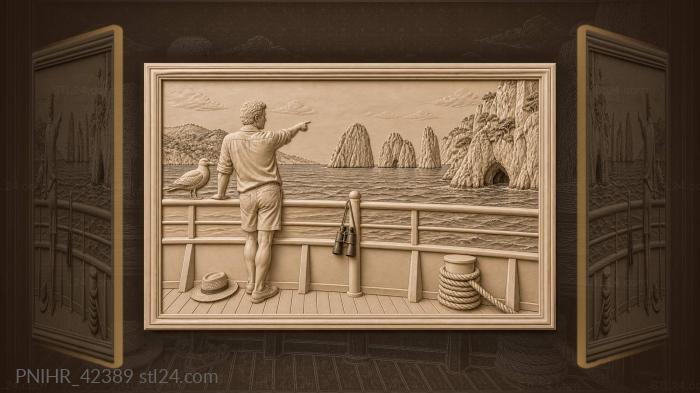 Capri ferry approaching faraglioni rocks 3d STL model