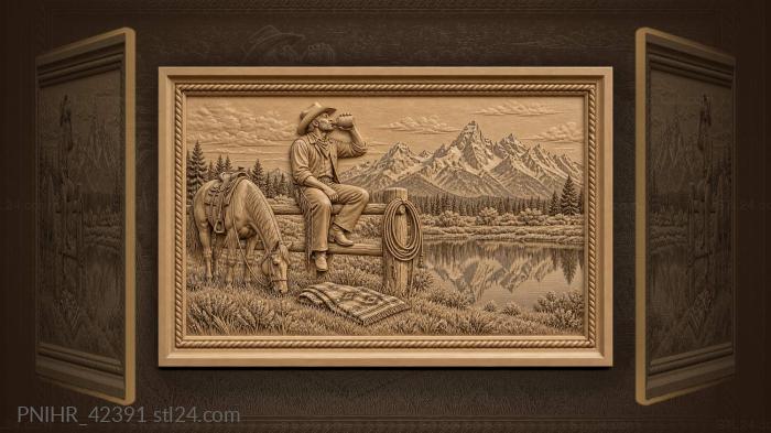 Rancher with horse and tetons 3d STL model