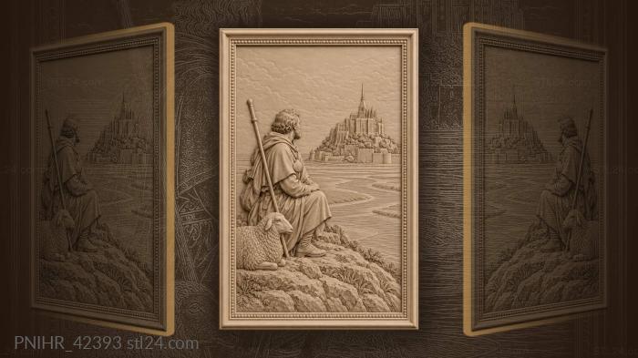 Pilgrim at mont saint michel 3d STL model