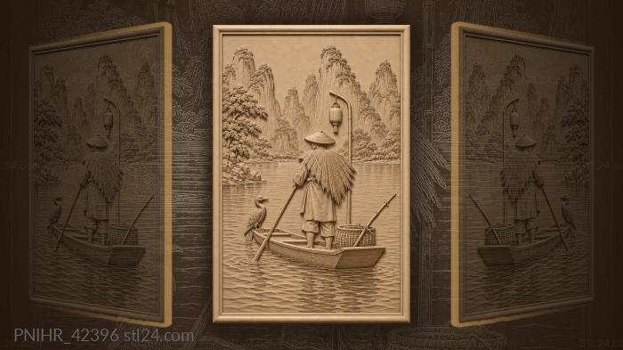 Lantern follows the ferryman through mountain mist 3d STL model