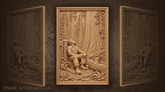 Chainsaw lies idle as lumberjack rests 3d STL model