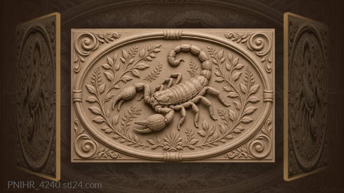 Ferns and leafy branches beside the scorpion 3d STL model