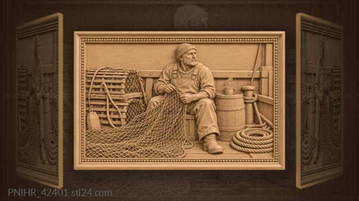 Sailor mending nets fundy tides approaching 3d STL model