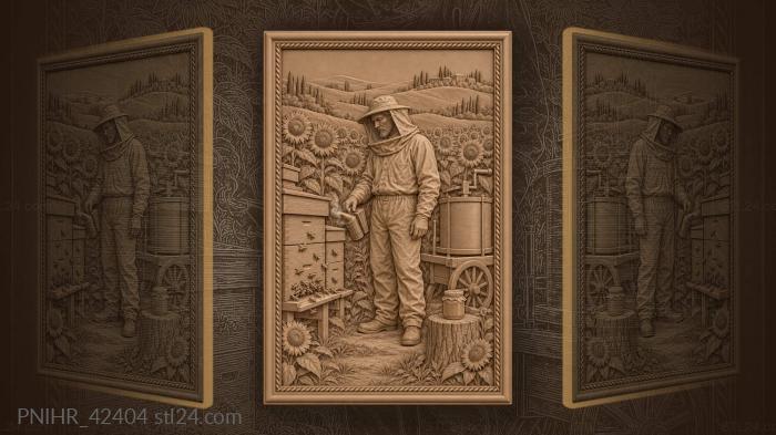 Apiarist gathers honey in tuscany 3d STL model