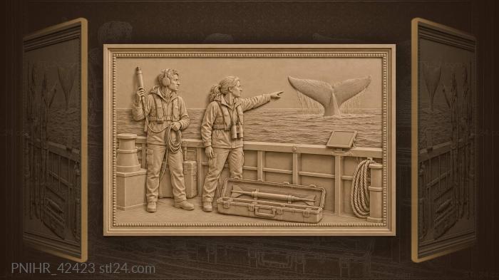 Researcher tracks whale with hydrophone 3d STL model