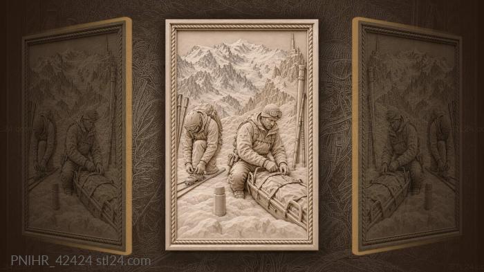 Ski patrol mont blanc rescue scene 3d STL model