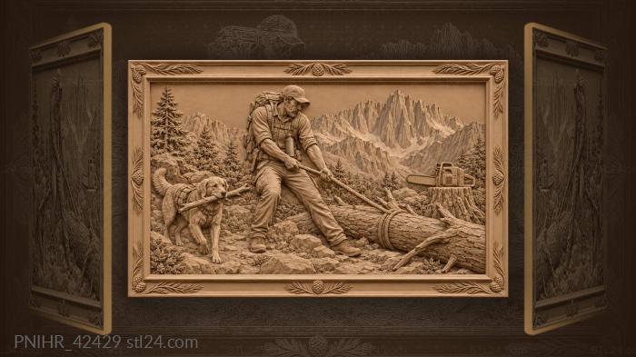 Trail builder dragging log with rope 3d STL model