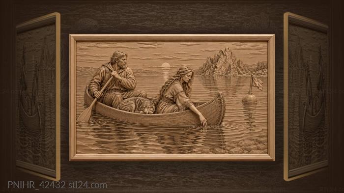 Canoeist paddles past the shaman rock 3d STL model