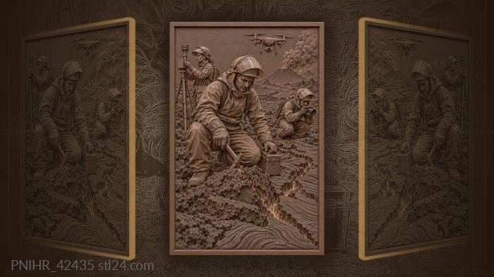 Volcanologists at kilauea lava flow 3d STL model
