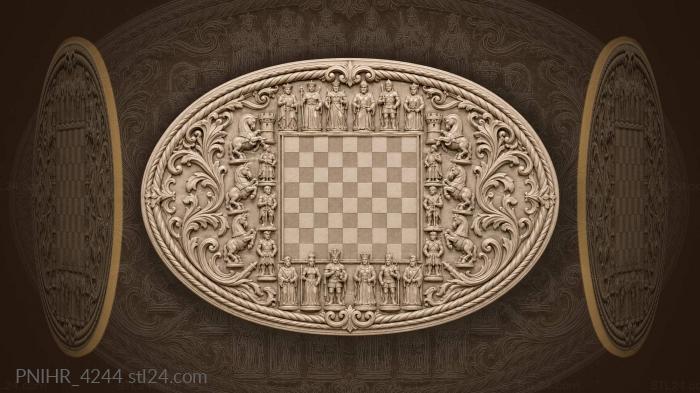 Chess figures set around the squares 3d STL model