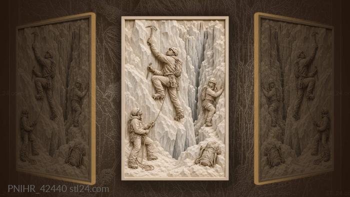 Ice climber drives axe into glacier 3d STL model