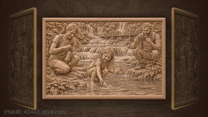 Plitvice lakes joyful child with fish 3d STL model
