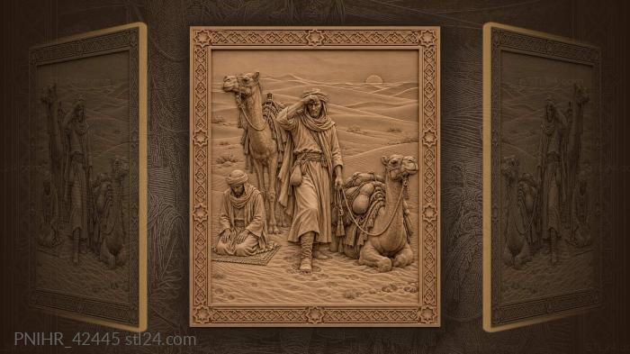 Rider leads camel across dunes 3d STL model