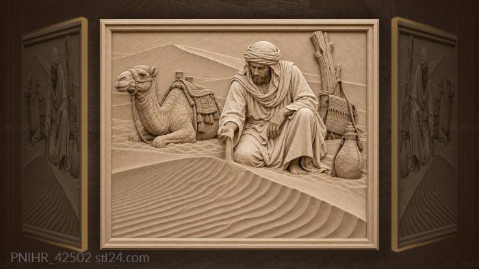 Nomad examines sand near goatskin flask 3d STL model