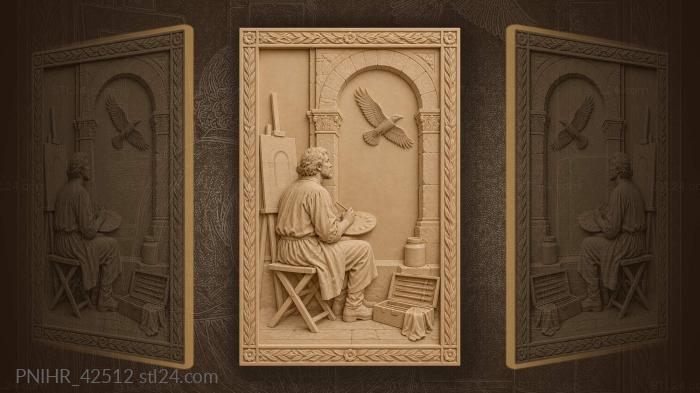 Artist at sandstone arch raven 3d STL model