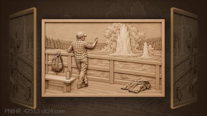 Geyser watch boardwalk eruption moment 3d STL model