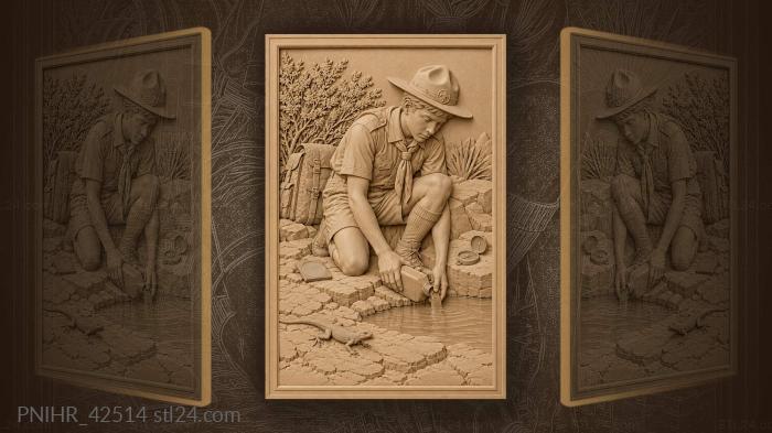 Lizard darts as scout collects water 3d STL model