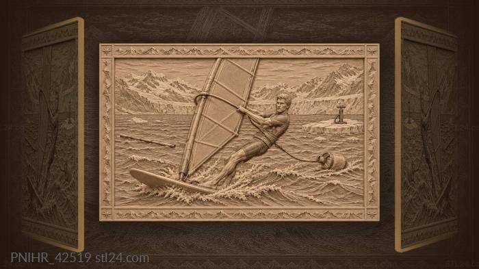 Gust carries windsurfer past ice floe 3d STL model