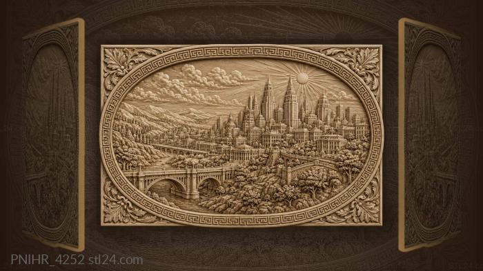 Cityscape with bridges and hills 3d STL model