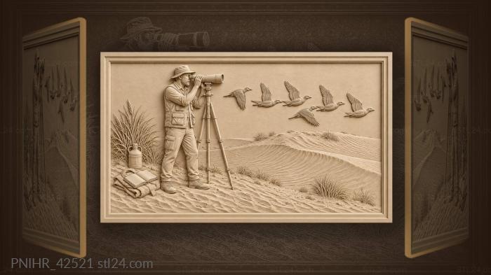 Safari observer with sandgrouse flight 3d STL model