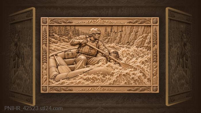 Whitewater spray crashes over rafting guide 3d STL model