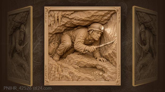 Surveying caver squeezes through rift 3d STL model