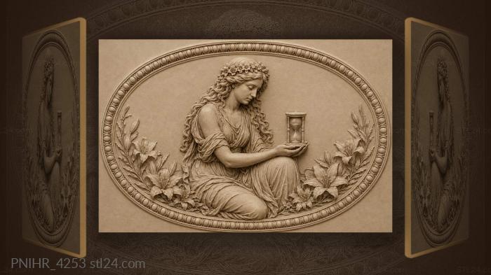 Hourglass holder in a floral crown 3d STL model