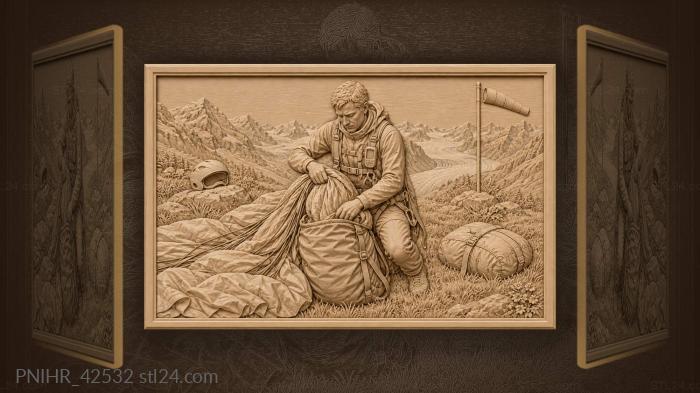 Paraglider preparing for flight valley 3d STL model