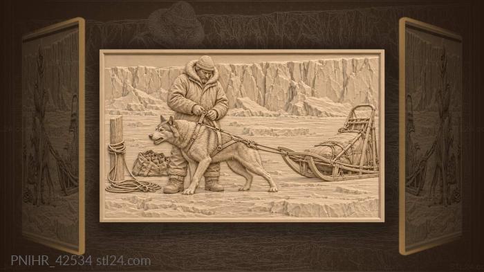 Alaskan musher with lead dog 3d STL model