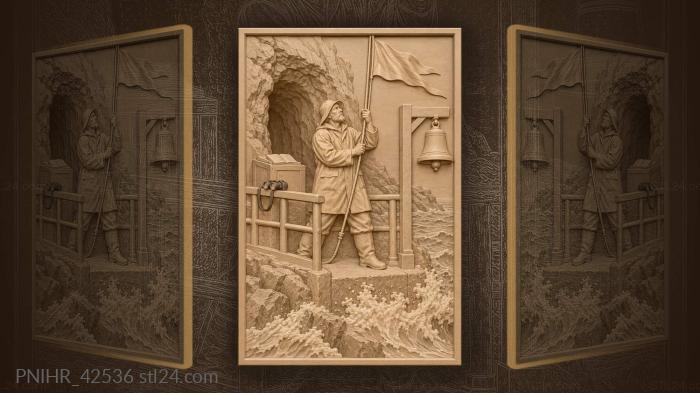 Lighthouse keeper by stormy sea 3d STL model
