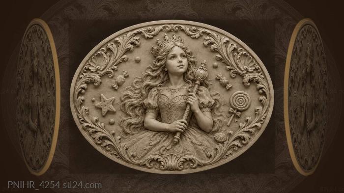 Princess with sweets and crown 3d STL model