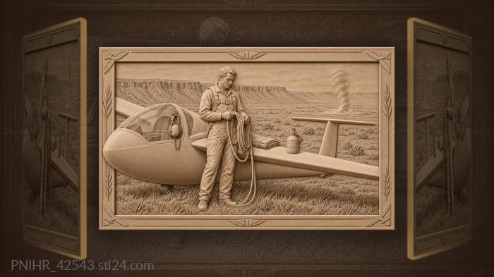 Aviator readies a sailplane above the escarpment 3d STL model