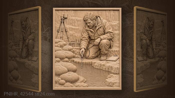 Geothermal researcher at hot spring 3d STL model