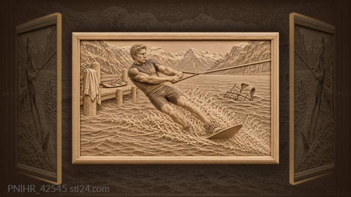 Wakeboarder glacial fjord action shot 3d STL model
