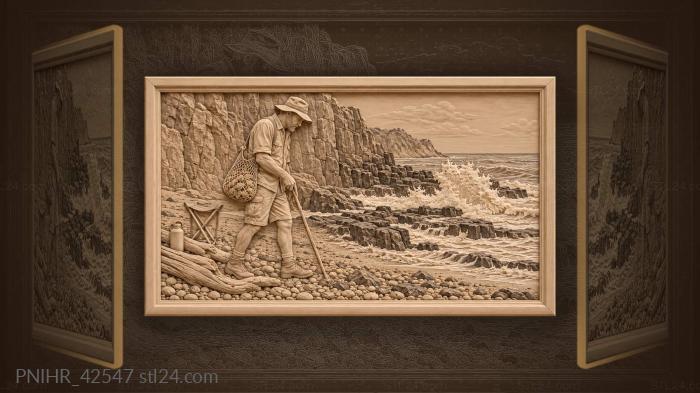 Foam surges as beachcomber searches for shells 3d STL model