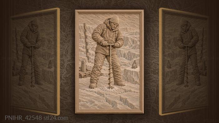 Arctic explorer drilling ice core 3d STL model