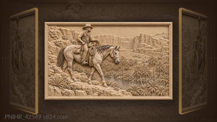 Horseman above desert oasis 3d STL model