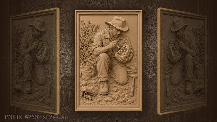 Scorpion scurries as prospector examines crystals 3d STL model