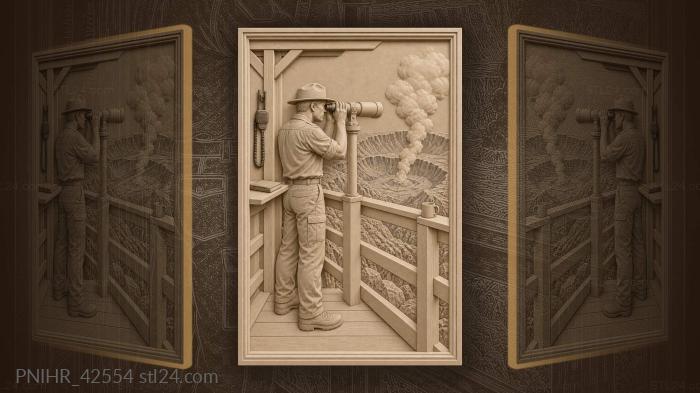 Fire watcher volcanic caldera view 3d STL model