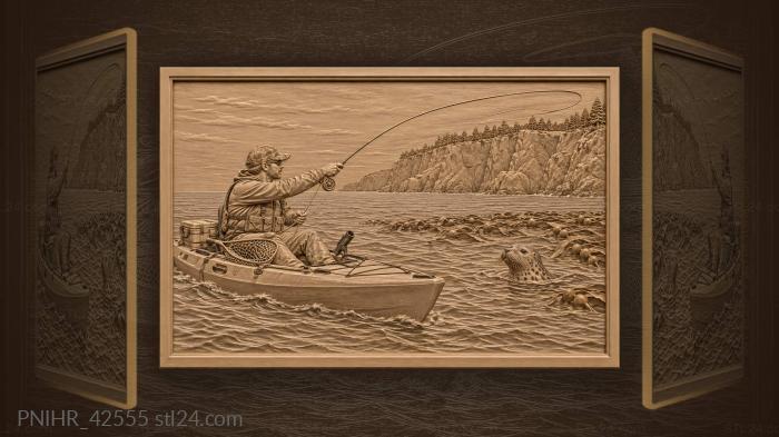 Kayak fisherman quiet bay seal 3d STL model