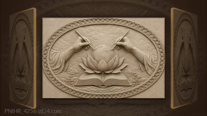 Hands creating lotus from book 3d STL model