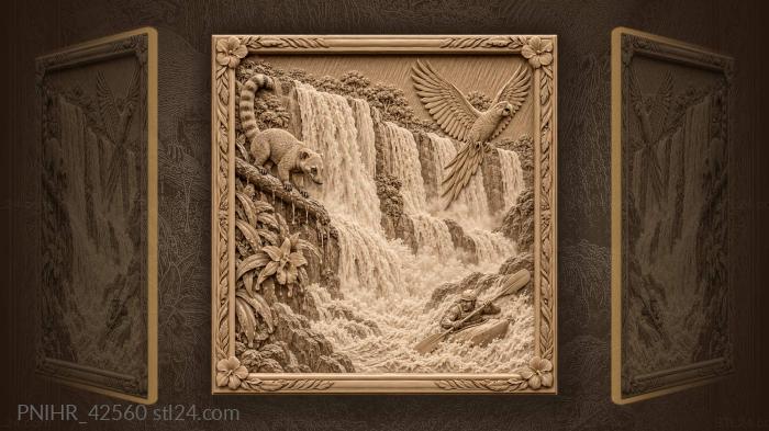 Iguazu falls macaw rainstorm kayak 3d STL model