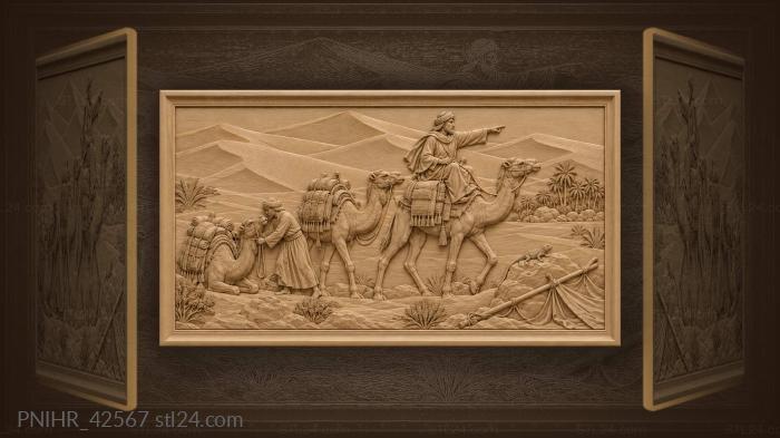 Rider guides gobi camels toward oasis 3d STL model